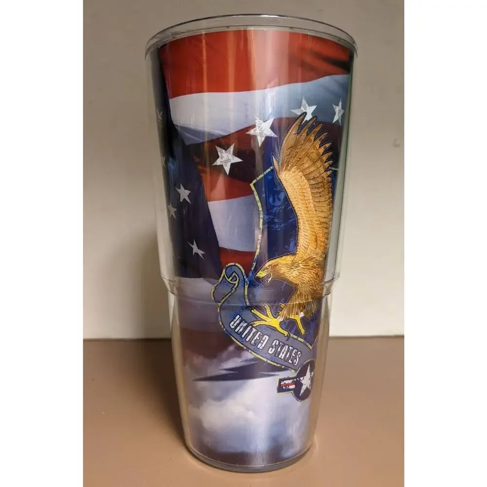 Tervis usa PATRIOT JULY Air Force American Flag Eagle Clear Tumbler Guy Harvey